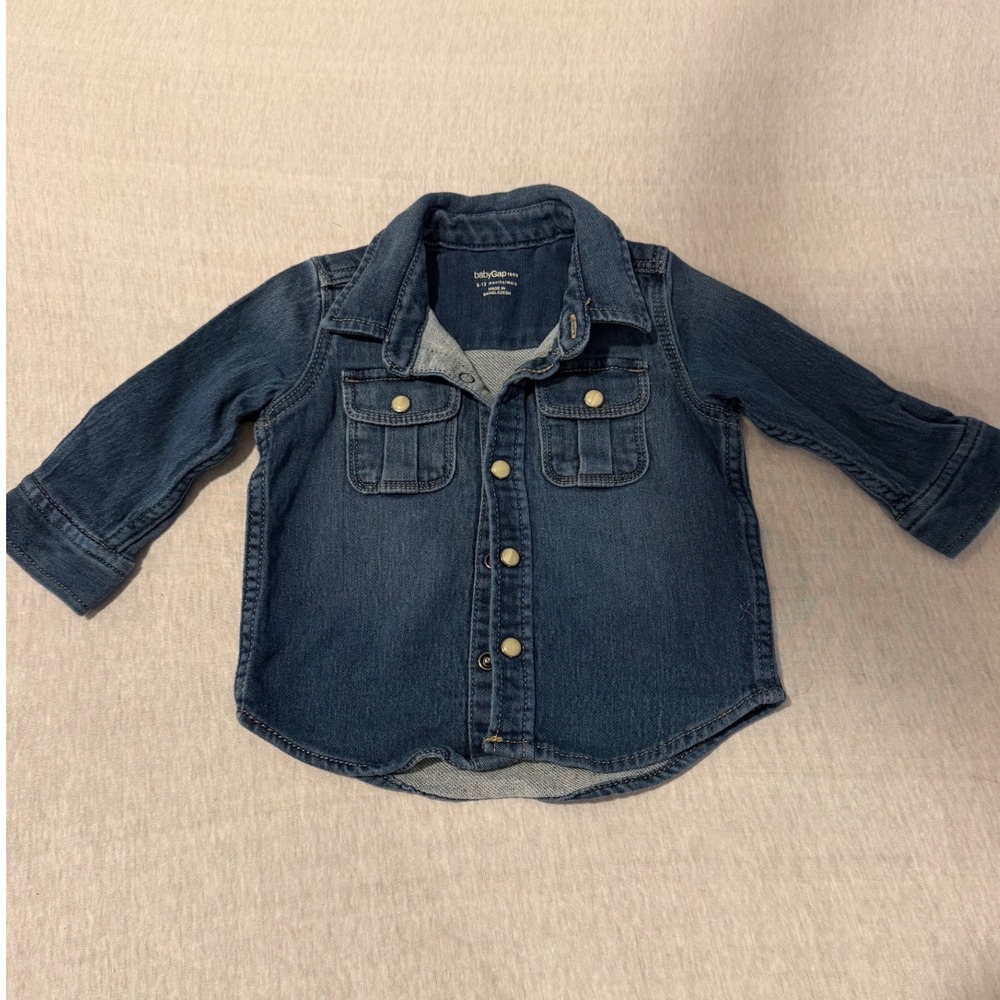 BabyGap‎ 1969 Denim Button Down Shirt Medium Wash 6-12 Months Long Sleeve
